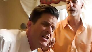 Jeff Drizzle wanks his cock while his stepdad Richard Lennox LICKS HIS EAR