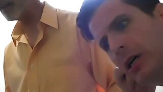 Jeff Drizzle wanks his cock while his stepdad Richard Lennox LICKS HIS EAR