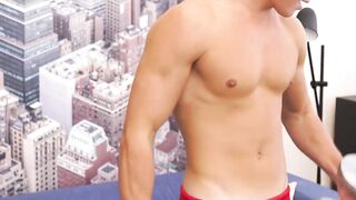 Cute Russian jock Rustie Port wanks solo while working out