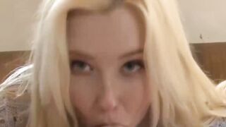 Horny blond stepsister Samantha Rone rides stepbrothers dick