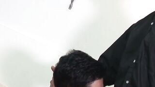 Mature Latino priest barebacks twink and cums in his mouth