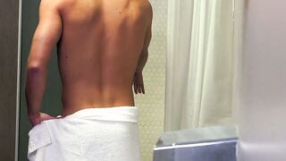 Handsome young man pleasured with anal slamming in the gym