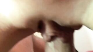 Natural tits teen pussy stretched with toys before juicy BJ