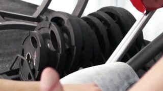 Young muscular blond gay barebacked after working out