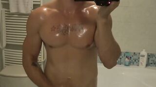 This gay guy is oiled up and ready to film his hot solo vid