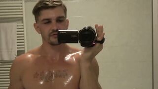 This gay guy is oiled up and ready to film his hot solo vid