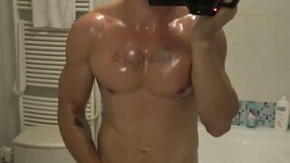 This gay guy is oiled up and ready to film his hot solo vid