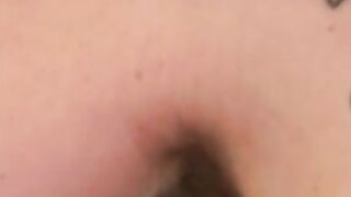 Tattooed slim amateur masturbates solo and cums on plate