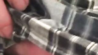 Tattooed slim amateur masturbates solo and cums on plate