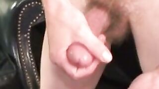 Tattooed slim amateur masturbates solo and cums on plate