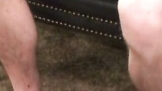 Tattooed slim amateur masturbates solo and cums on plate