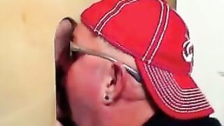 Two horny buddies get a fantastic glory hole suck off