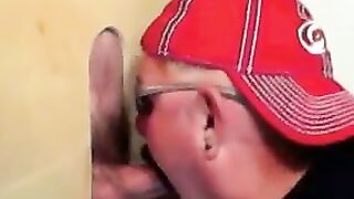 Two horny buddies get a fantastic glory hole suck off