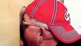Two horny buddies get a fantastic glory hole suck off