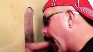 Two horny buddies get a fantastic glory hole suck off