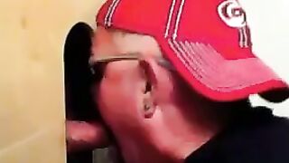 Two horny buddies get a fantastic glory hole suck off