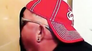 Two horny buddies get a fantastic glory hole suck off