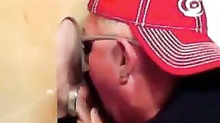 Two horny buddies get a fantastic glory hole suck off