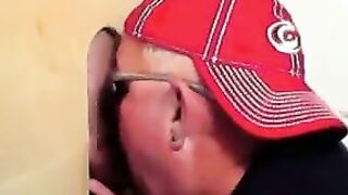 Two horny buddies get a fantastic glory hole suck off