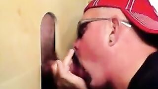 Two horny buddies get a fantastic glory hole suck off