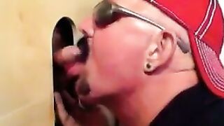 Two horny buddies get a fantastic glory hole suck off