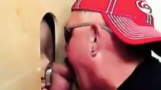 Two horny buddies get a fantastic glory hole suck off
