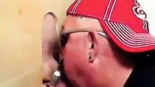 Two horny buddies get a fantastic glory hole suck off