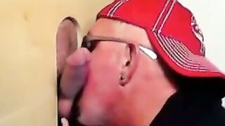 Two horny buddies get a fantastic glory hole suck off