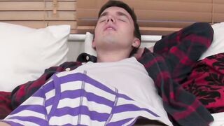 Cute skinny twink Tyler Brooks fingering before big cumshot