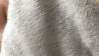 Bearded solo hunk admires his own feet while being recorded