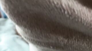 Bearded solo hunk admires his own feet while being recorded