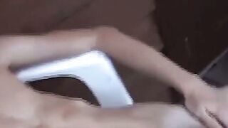 Young amateur teases with his fit body and masturbates solo