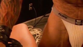 Torment with needles and ropes with buff hunk that loves it