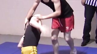 Petite gays spar together hardcore and slowly strip naked