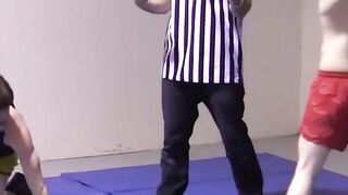 Petite gays spar together hardcore and slowly strip naked