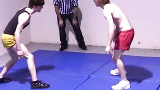 Petite gays spar together hardcore and slowly strip naked