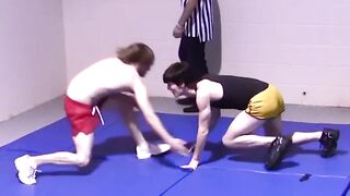 Petite gays spar together hardcore and slowly strip naked
