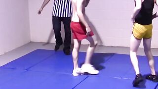 Petite gays spar together hardcore and slowly strip naked