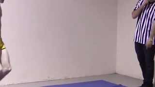 Petite gays spar together hardcore and slowly strip naked