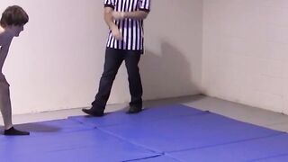 Petite gays spar together hardcore and slowly strip naked