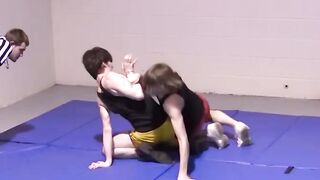 Petite gays spar together hardcore and slowly strip naked