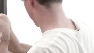 Hairy DILF Coach Dan rides on twinky Nick Woods hard cock