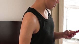 Kinky teen Dante Roman watches porn and masturbates solo