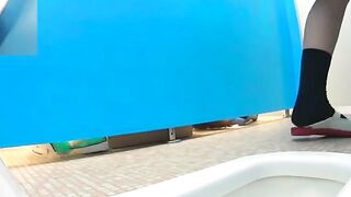 Japanese babes pee and get filmed doing it in the bathroom