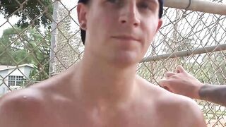 Muscular jock ass pounded in the showers by a buff handsome