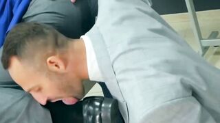 Office hunk Robbie Rojo blows his boss before hard drilling