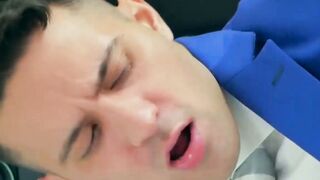 Office hunk Robbie Rojo blows his boss before hard drilling