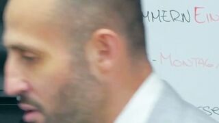 Office hunk Robbie Rojo blows his boss before hard drilling