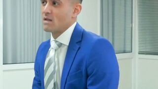 Office hunk Robbie Rojo blows his boss before hard drilling