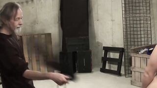 Superb succubus bound and spanked while toying